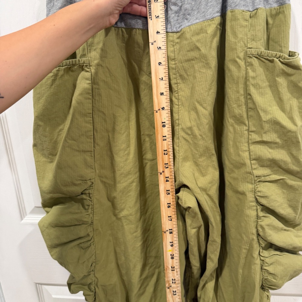 Free People Green Harem Jogger Pants Ruched Baggy Boho Olive Gray Waistband - Picture 6 of 11